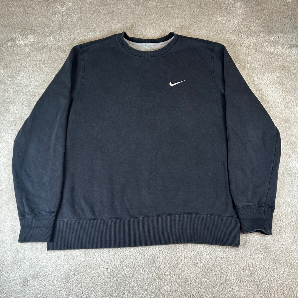 Vintage Y2K Nike Crewneck Sweatshirt Men Large Black Embroidered Swoosh Pullover